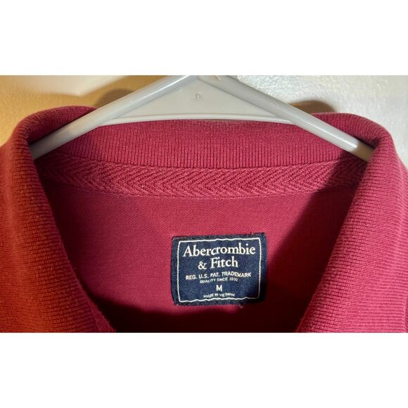 Abercrombie & Fitch Men’s Polo Shirt Red Short Sleeve Moose Logo Size M Medium - Picture 3 of 4